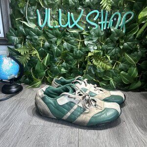 Vintage Diesel Hugo Sneakers Shoes Green Leather Suede Men 9.5 READ FOR REPAIR